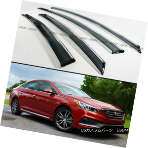 GAp[c CLIP-ON TYPE SMOKE TINTED WINDOW VISOR W/ CHROME TRIM FOR 2015-18 HYUNDAI SONATA 2015-18\i^pNbp[I^Cv\[LOeg/N[g