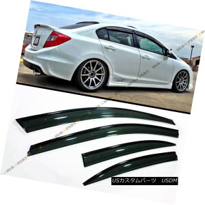 GAp[c WAVY STYLE SMOKE BLK TRIM CLIP ON WINDOW VISOR SHADE FOR 2012-15 HONDA CIVIC 4D 2012-15Nz_VrbN4D̃EChEr[AɃEF[uX^C̃\[NBLKgNbv