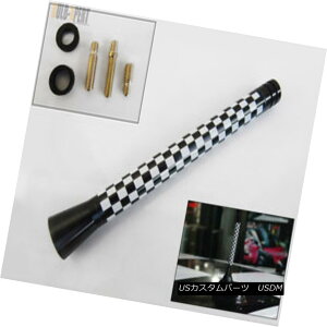 エアロパーツ 5'' SHORT CHECKERED BLK WHITE FLAG MINI COOPER ROOF TOP RADIO ANTENNA 5 ''ショートチェックブラックホワイトフットミニクーパー屋根ラジオアンテナ