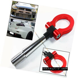 エアロパーツ FOR 08-2016 MITSUBISHI LANCER RED ALUMINUM JDM FOLDING SCREW ON RACING TOW HOOK 08-2016三菱ランサーレッドアルミJDM折りたたみねじ（レーシングソーク）