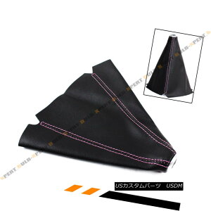 GAp[c BLACK PVC LEATHER MANUAL SHIFT BOOT COVER WITH PINK STITCHING FOR MITSUBISHI FPVCU[}jA~b`F̂߂̃sN̖D킹ɂVtgu[cJo[
