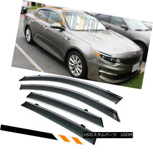 GAp[c FOR 2016-2018 KIA OPTIMA CHROME TRIM CLIP ON WINDOW VISOR RAIN GUARD DEFLECTOR 2016-2018NɃLAIveB}NgNbv𑋌̉J̃K[hftN^[