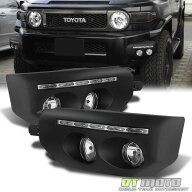 フォグライト For 2007-2014 Toyota Fj Cruiser Black Bumper Fog Lights LED DRL Driving Lamps 2007?20…