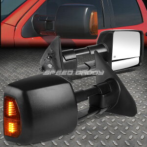 ~[ FOR 07-16 TUNDRA PAIR POWER+HEAT BLACK TOWING SIDE TELESCOPING MIRROR+LED SIGNAL FOR 07-16 TUNDRAyAp[+q[gubN^[TCheXR[v~[+ LEDM