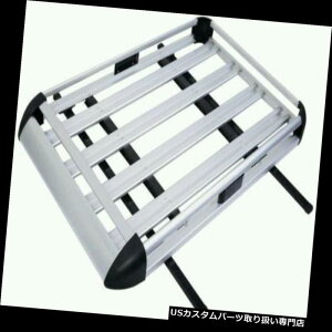 LA A~jEԂ̉̉ݕ^D̉ו̃oXPbg̒Ȉw /NXo[50 x 38C` Aluminum Car Roof Cargo Carrier Luggage Basket Rack Top w/ Crossbars 50 x 38 in