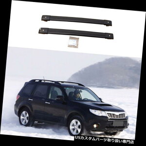 LA XotHX^[2008N-2016N̂߂2 *A~jENXo[̉̉ݕו̒I 2*Black Aluminum Cross Bar Roof Cargo Luggage Rack For Subaru Forester 2008-2016