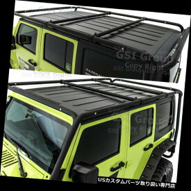 キャリア 07-18ジープラングラーJK 4ドア用貨物ルーフラックシステムベース+トップクロスバー Cargo Roof Rack System Base+Top Cross Bar for 07-18 Jeep Wrangler JK 4 Door