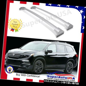 キャリア 2016-2018ホンダパイロットシルバールーフラッククロスバー荷物貨物運搬車用 Fit For 2016-2018 Honda Pilot Silver Roof Rack Cross Bars Luggage Cargo Carrier