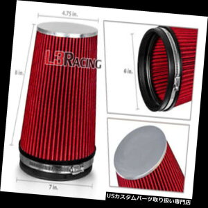USGACe[N Ci[_Ng 6C`6 "152mm̗̓₽C̉~`g^̂߂̒gbNtB^[ RED 6 Inches 6" 152mm Inlet Cold Air Intake Cone Long TRUCK FILTER For Toyota