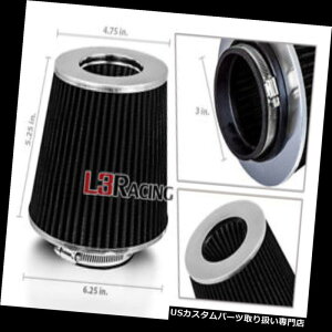 USGACe[N Ci[_Ng 3.0 "Xô߂̃C`̓76mm̋C̉~`̎ւ̃tB^[ BLACK 3.0" Inches Inlet 76mm Air Intake Cone Dry Replacement Filter For Subaru