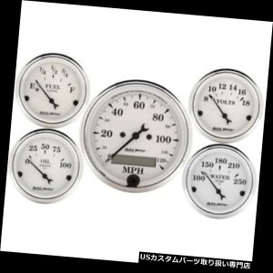US^R[^[ I[g[^[1602I[h^CzCg5s[XQ[WZbgAdCXs[h[^[ Auto Meter 1602 Old-Tyme White 5 Piece Gauge Set, Electric Speedometer