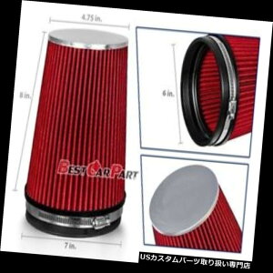 USGACe[N Ci[_Ng Ԃ6 "152mm̓̃gbN̋C̉~`̎ւ̎̊GAtB^[ RED 6" 152mm Inlet Truck Air Intake Cone Replacement Quality Dry Air Filter