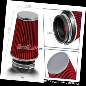 USGACe[N Ci[_Ng 3.5C`3.5 "q_Ĉ߂89mm̗₽C̋~`tB^[i 3.5 Inches 3.5" 89mm Cold Air Intake Narrow Cone Filter Quality RED For Hyundai