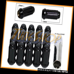 USibg 20q[gg[ggXL 6XvCzC[bNOibc14X1.5 M14 1.5 ACORN BLACK 20 HEAT TREATED XL 6 SPLINE WHEELS RIMS LOCK LUG NUTS 14X1.5 M14 1.5 ACORN BLACK