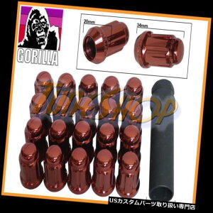 USibg 20 GORILLA SPLINE`[i[bNOibg12X1.25 1.25 ACORNzC[bhN[YS 20 GORILLA SPLINE TUNER LOCK LUG NUT 12X1.25 1.25 ACORN WHEELS RIMS RED CLOSE S