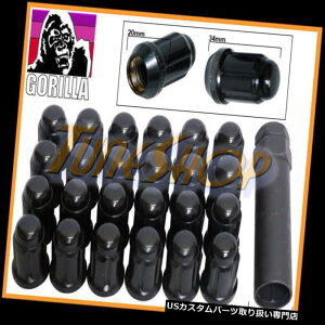 USibg 24 GORILLA SPLINE`[i[bNOibg12X1.5 1.5 ACORNzC[ubNN[YL 24 GORILLA SPLINE TUNER LOCK LUG NUT 12X1.5 1.5 ACORN WHEELS RIMS BLACK CLOSE L