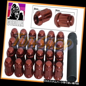 US�i�b�g 24 GORILLA SPLINE�`���[�i�[���b�N���O�i�b�g12X1.5 1.5 ACORN�z�C�[���������b�h�N���[�YU 24 GORILLA SPLINE TUNER LOCK LUG NUT 12X1.5 1.5 ACORN WHEELS RIMS RED CLOSE U �y���s�A���i�z