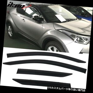 xgoCU[ hAoCU[ CK[h 17-18g^CHR|J[{l[gEBhEoCU[w /Ng4Zbg Fits 17-18 Toyota CHR Polycarbonate Window Visors w/ Chrome Trim 4Pc Set