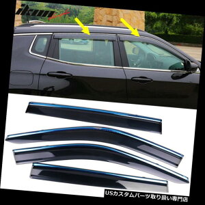 �x���g�o�C�U�[ �h�A�o�C�U�[ ���C���K�[�h 17-18�W�[�v�R���p�X�|���J�[�{�l�[�g�E�B���h�E�o�C�U�[w /�N�����g����4�Z�b�g Fits 17-18 Jeep Compass Polycarbonate Window Visors w/ Chrome Trim 4Pc Set