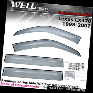 �x���g�o�C�U�[ �h�A�o�C�U�[ ���C���K�[�h WELLvisors�E�B���h�E�o�C�U�[Lexus LX470 1998-2007�N���b�v�I���f�t���N�^���C���K�[�h WELLvisors Window Visors Lexus LX470 1998-2007 Clip-on Deflectors Rain Guards �y��