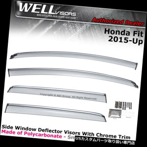 xgoCU[ hAoCU[ CK[h z_WELLvisors͑̃oCU[̃N15-18̃TChNbvɍ܂ WELLvisors For Honda Fit 15-18 Side Clip on Window Visors Chrome