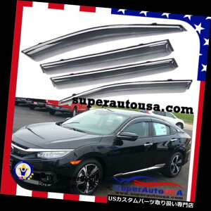 xgoCU[ hAoCU[ CK[h 2016 2017z_VrbN4Drnb`obNOETChEBhExgoCU[N[g For 2016 2017 Honda Civic 4Dr Hatchback OE Side Window Vent Visor Chrome Tri