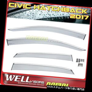 xgoCU[ hAoCU[ CK[h WellvisorsCTEBhftN^[HBVrbN2017+EBhEoCU[N[ Wellvisors Rain Sun Wind Deflectors HB For Civic 2017+ Window Visors Chrome