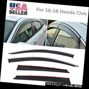 xgoCU[ hAoCU[ CK[h 16-18z_VrbNZ_|J[{l[gEBhEoCU[w /Ng4/Zbg Fits 16-18 Honda Civic Sedan Polycarbonate Window Visors w/ Chrome T