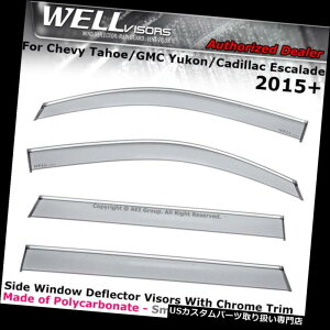 �x���g�o�C�U�[ �h�A�o�C�U�[ ���C���K�[�h WELLvisors 15-18 Yukon Tahoe Escalade�E�B���h�E�o�C�U�[�G�A�E�B���h�E�T�C�h�N���[�� WELLvisors 15-18 Yukon Tahoe Escalade Window Visors Air Window Side Chrome