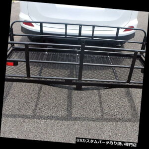 J[S [t LA 60 "qb`}EgݕLAbNݕoXPbg܂肽500|hוubNUS 60" Hitch Mount Cargo Carrier Rack Cargo Basket Folding 500lb Luggage Black US