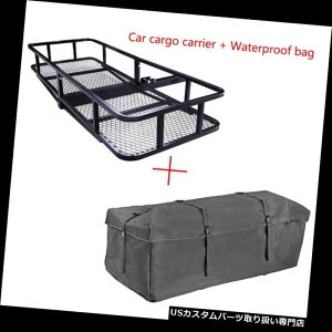 J[S [t LA 60 "܂肽݉וoXPbggCqb`}EgݕLAhobOR{ 60" Folding Luggage Basket Tray Hitch Mounted Cargo Carrier Waterproof Bag Combo