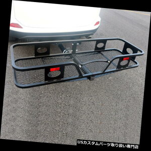 J[S [t LA 60 "×20"ݕLAX`[ACAqb`}Eg܂肽݉וoXPbggC 60"x20" Cargo Carrier Steel Iron Hitch Mounted Folding Luggage Basket Tray