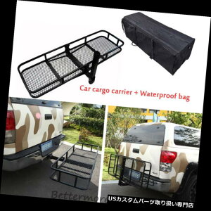 J[S [t LA 60 "܂肽݃qb`}EgݕLAbNW /hוݕobO 60" Folding Hitch Mount Cargo Carrier Rack W/ Water Resistant Luggage Cargo Bag