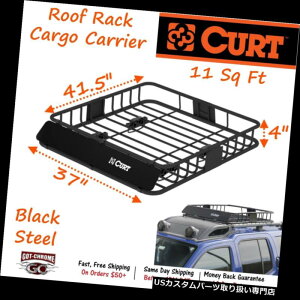 �J�[�S ���[�t �L�����A 41.5 x 37 x 4 ���@��18115 Curt�u���b�N�X�`�[�����[�t���b�N�ݕ��L�����A 18115 Curt Black Steel Roof Rack Cargo Carrier with 41.5 x 37 x 4 Dimensions