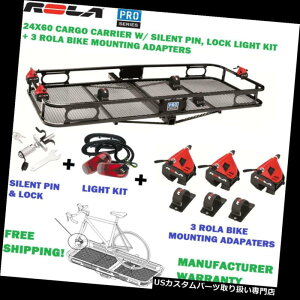 J[S [t LA vV[Y24X60J[SbNoXPbg 3oCNLA}EgA_v^[LIGHTS + LOCK PRO SERIES 24X60 CARGO RACK BASKET  3 BIKE CARRIER MOUNT ADAPTERS LIGHTS + LOCK