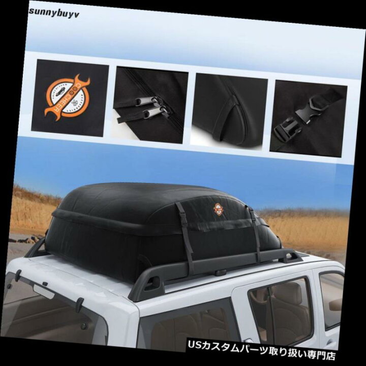カーゴ ルーフ キャリア ブラック防水ルーフトップクロスバーラックカーゴキャリアバッグカー SUV トラック VAN CA BLACK
