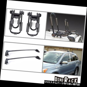 J[S [t LA tBbg07-10z_CR-V BlkA~[tbNNXo[+ Jo[JbNLAV Fit 07-10 Honda CR-V Blk Aluminum Roof Rack Cross Bars+J-Bar Kayak Carriers New