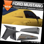 ウィンドウルーバー 05-09マスタングPUブラックエレノアウィンドウルーバー+サイドフェンダースクープエアベント Fits 05-09 Mustang PU Black Eleanor Window Louvers + Side Fender Scoop Air Vent