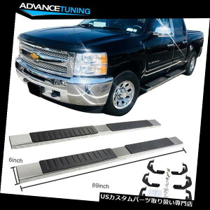 �T�C�h�X�e�b�v 07-19�V�{���[�V���o���[�h�V�G��1500�N���[�L���u6�C���`�i�t�o�[�����j���O�{�[�h�y�A For 07-19 Chevy Silverado Sierra 1500 Crew Cab 6inch Nerf Bar Running Board Pair �y���s�A���i�z