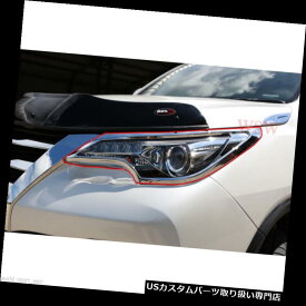 クロームカバー メッキカバー トヨタFortuner Suv 2016 2017 16 17用クロームフロントヘッドランプライトカバートリム Chrome Front Head Lamp Light Cover Trim For Toyota Fortuner Suv 2016 2017 16 17