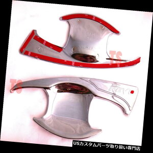 N[Jo[ bLJo[ g^nCbNXRevo 4Dr 2015 2016 17 17̂߂̐ԂN{[̃nh̑}Jo[Jo[g Red Chrome Bowl Handle Insert Cover Trim For Toyota Hilux Revo 4Dr 2015 2