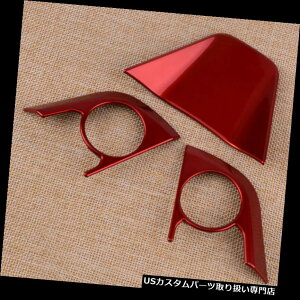 N[Jo[ bLJo[ 18-19g^Ĵ߂3{̐ԂNXeAOzC[{^Jo[g 3pcs Red Chrome Steering Wheel Button Cover Trim For 18-19 Toyota Camry