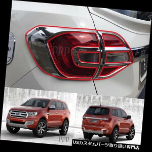 �N���[���J�o�[ ���b�L�J�o�[ FORE EVEREST 4DOOR 3.2 SUV 2015 16 4X2 4X4�p�N���[���e�[�����C�g�����v�J�o�[�g���� CHROME TAIL LIGHT LAMP COVER TRIM FOR FORD EVEREST 4DOOR 3.2 SUV 2015 16 4X2 4X4 �y���s�A���i�z
