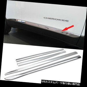 �N���[���J�o�[ ���b�L�J�o�[ Jeep Cherokee 2014 2015 2016�{�f�B�T�C�h�h�A�g�����I�[�o�[���C�J�o�[�g�����N���[�� For Jeep Cherokee 2014 2015 2016 Body Side Door Trim Overlay Cover Trims Chrome �y���s�A���i�z