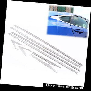 �N���[���J�o�[ ���b�L�J�o�[ Honda Civic 10th Gen 2018���C���X�g���b�v�p�N���[���T�C�h�h�A�E�C���h�V���g�����J�o�[ Chrome Side Door Window Sill Trim Cover For Honda Civic 10th Gen 2018 Line Strip �y���s�A���i