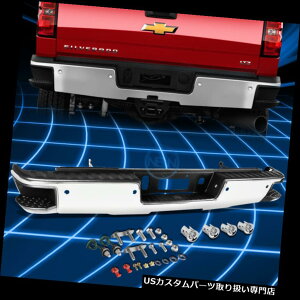 AXebvop[ 2014-17 Silverado / SierpNAop[iXebvpbhtj+p[LOZT[z[ ra Chrome Rear Bumper w/Step Pad+Parking Sensor Hole for 2014-17 Silverado/Sierra