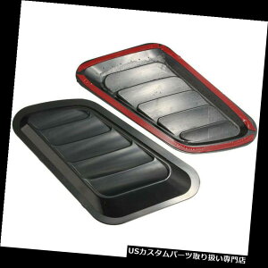 {lbgt[hxgXN[vJo[ 2s[XԂ̎IȋC̋zCt[hXN[v{lbgxgJo[tF_[ 2pcs Car Auto Decorative Air Flow Intake Hood Scoop Bonnet Vent Cover Fender