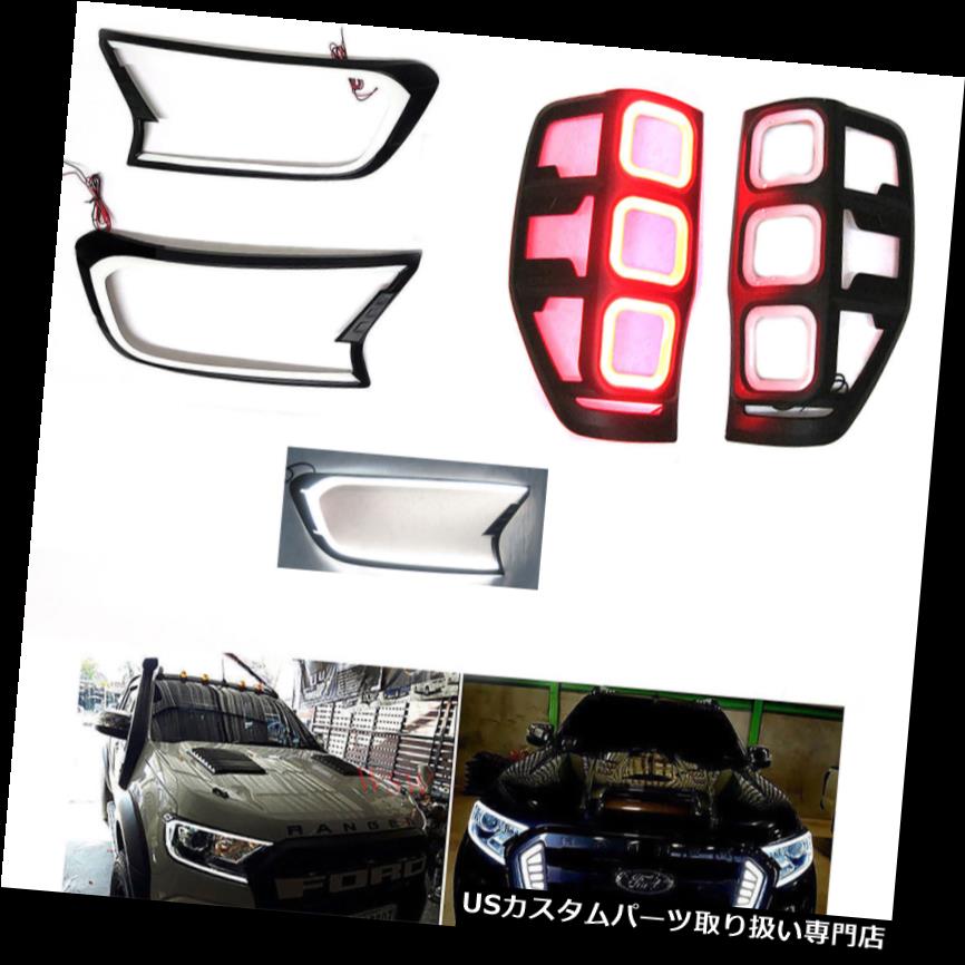 ヘッドライトカバー ヘッドテールランプライトカバーはフォードレンジャーPX T6 2012年-2018年のための無光沢の黒いマットを導きました Head Tail Lamp Light Cover Led Matte Black Matt For Ford Ranger PX T6 2012-2018 ヘッドライトカバー・アイライン