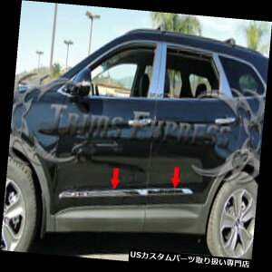 USロッカーパネルカバー 適合:13-18サンタフェXL / GLSフラットボディサイドモールディングトリムクロームステンレススチール fits:13-18 Santa Fe XL/GLS Flat Body Side Molding Trim Chrome Stainless Steel