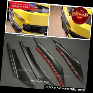 US�J�i�[�h �����Z�f�X�̂��߂�4�̍����o���p�[�̃f�B�o�C�_�[�̂Ђ�̗��̃X�|�C���[�̃J�i�[�h�̊g�U�� 4 Pcs Black Bumper Splitter Fins Wings Spoiler Canards Diffuser for Mercedes